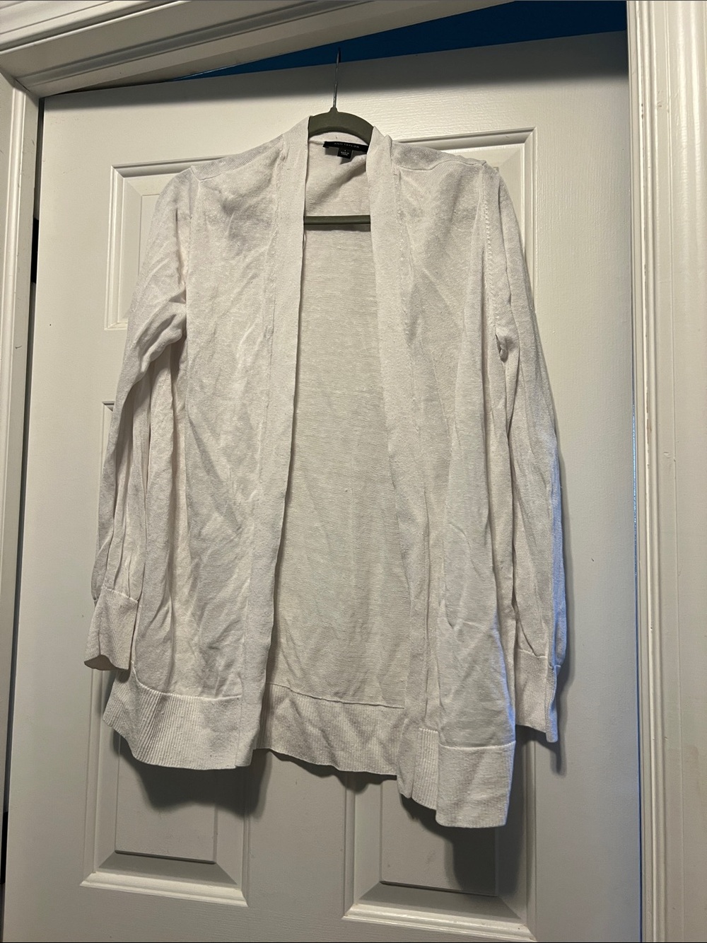Ann Taylor White Open-Front Lightweight Cardigan